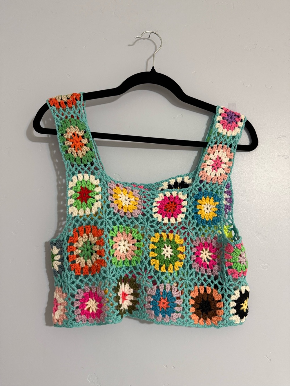 NWOT Handmade Crochet Granny Squares Multicolor Tank Top